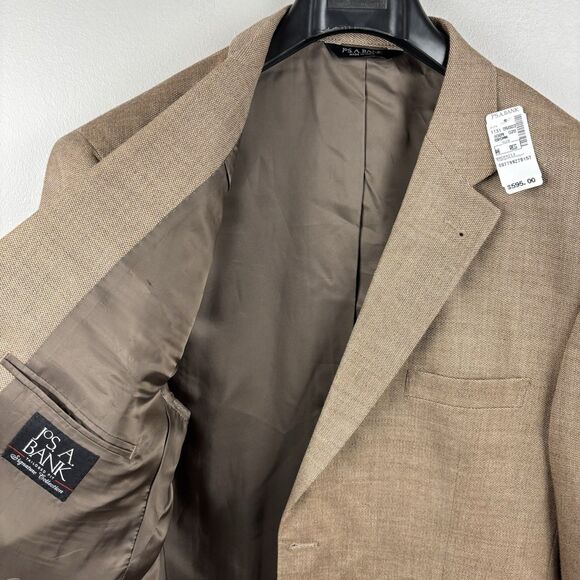 Jos A Bank Traveler Tailored Mens Brown Silk & Wool Blazer Sport Jacket 46R NWT - Picture 8 of 10